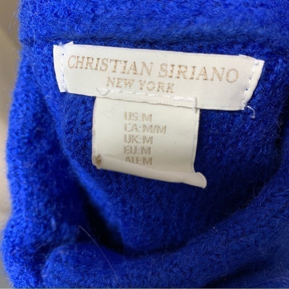 Christian Siriano Knit Cardigan Sweater M Cobalt Blue Wool Blend Fuzzy Top - Picture 8 of 13